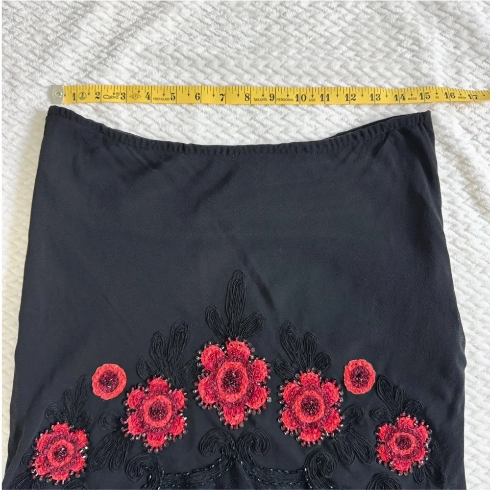 VTG Sue Wong Silk Beaded Embroidered Skirt Top 6 Black Whimsigoth Coquette Dress - Picture 14 of 17